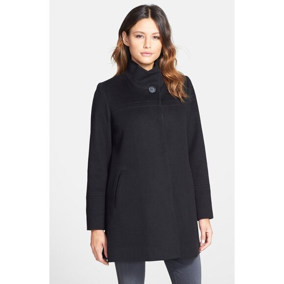 🆕FLEURETTE Wool Stand Collar Car Coat Currant 4 - Picture 12 of 12